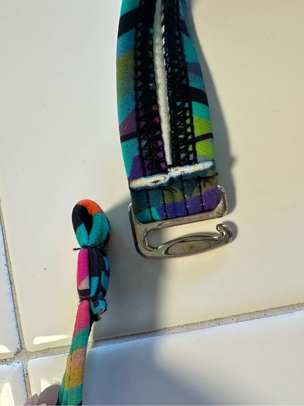 Multi-Color Patterned High-Neck Swim Top - Picture 5 of 10